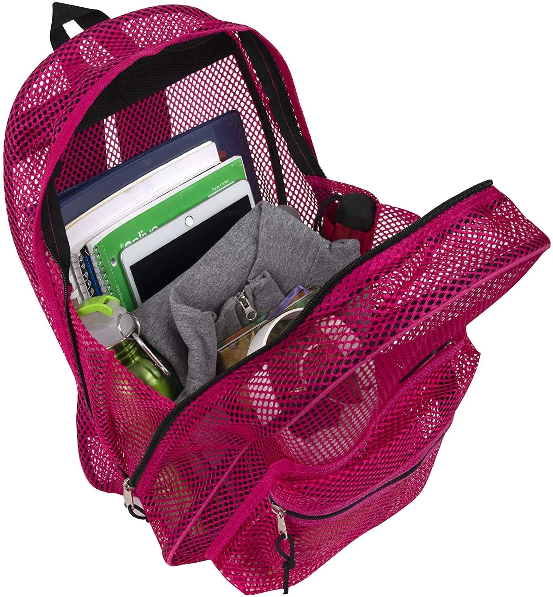 24 Pack of Bulk Wholesale Solid Color Transparent See through Mesh Stadium Approved Backpacks for Travel and Commuting in Assorted Women'S Pack