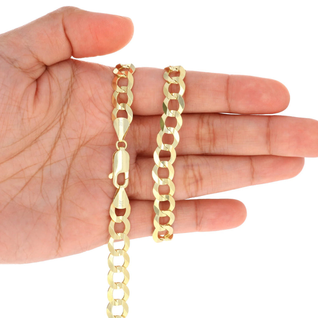 14K Real Yellow Gold Solid Cuban Curb Link 8Mm Chain Necklace (18"-30") Italian Jewelry for Men