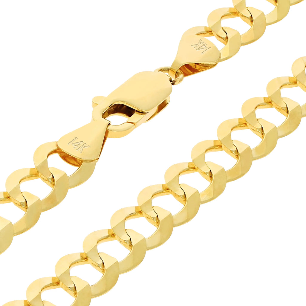 14K Real Yellow Gold Solid Cuban Curb Link 8Mm Chain Necklace (18"-30") Italian Jewelry for Men