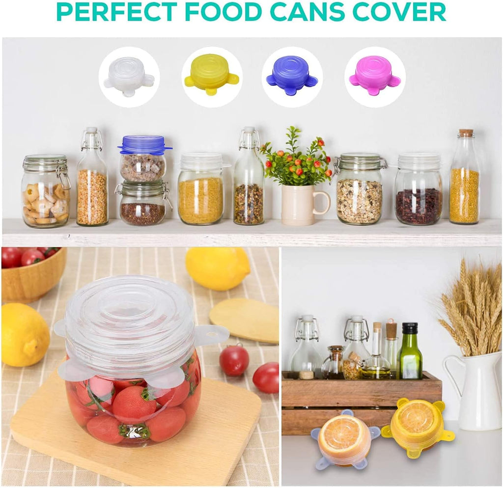 Silicone Can Covers Small Silicone Stretch Lids 6Pcs Silicone Jar Lids Food Safe Lids for Yogurt Jars Bowls 2.6 Inch