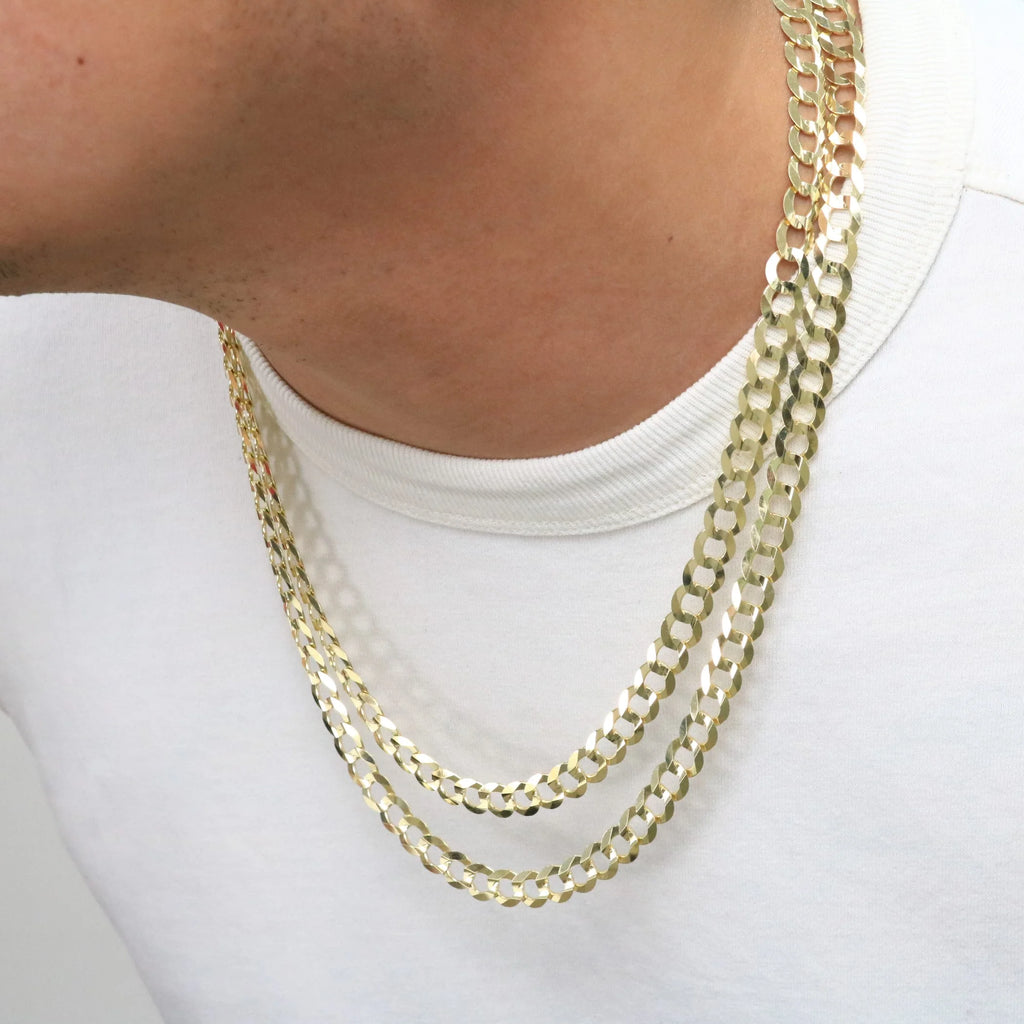 14K Real Yellow Gold Solid Cuban Curb Link 8Mm Chain Necklace (18"-30") Italian Jewelry for Men